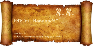 Móry Manassé névjegykártya