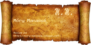 Móry Manassé névjegykártya